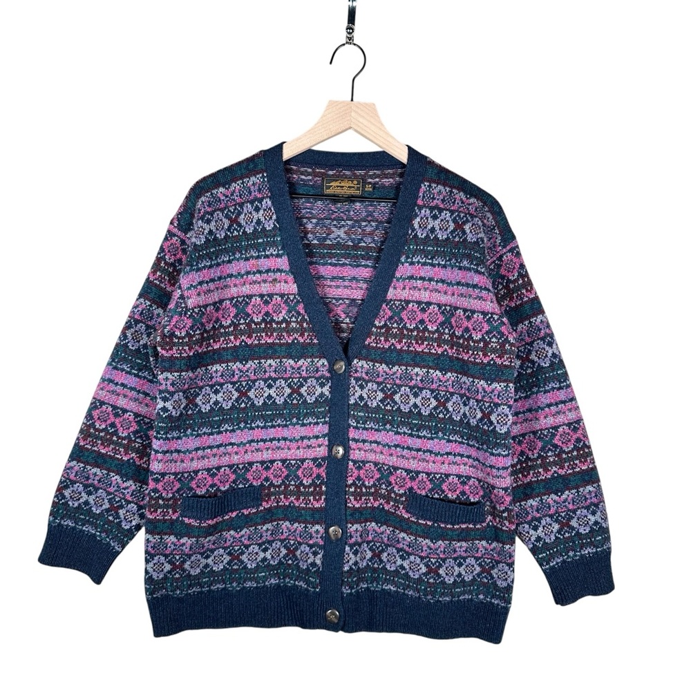 EDDIE BAUER Vintage Wool Fair Isle Knit Cardigan Sweater - Picture 7 of 7